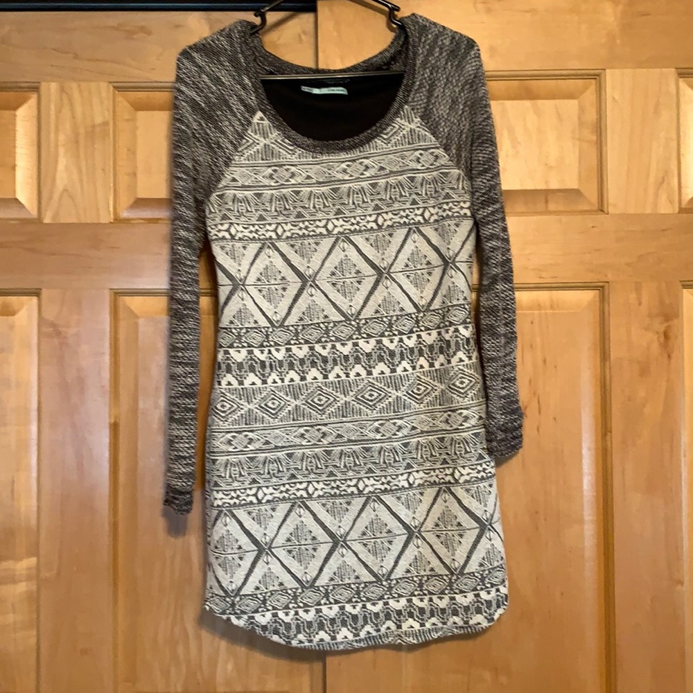 Maurices XS sweater dress gray and white